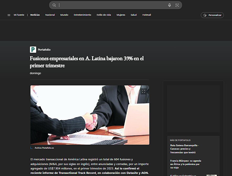 Fusiones empresariales en A. Latina bajaron 39% en el primer trimestre